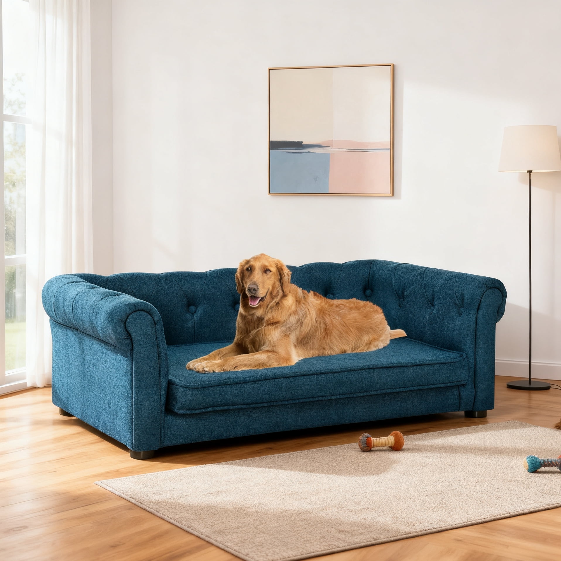 Jakoola 38.9" Large Dog Sofa, Pet Bed Couch for Medium and Large Dogs, 28.3" Seat Width, Blue