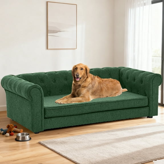 Jakoola 55" Extra-Large Dog Sofa, Big Pet Bed Couch for Medium and Large Dogs, 43" Seat Width, Green