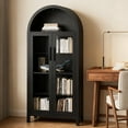 thumbnail image 1 of Jakoola 67" Arched Pantry Storage Cabinet with Lights, Glass Doors & Adjustable Shelves for Kitchen,Dinning Room & Living Room, Black, 1 of 11