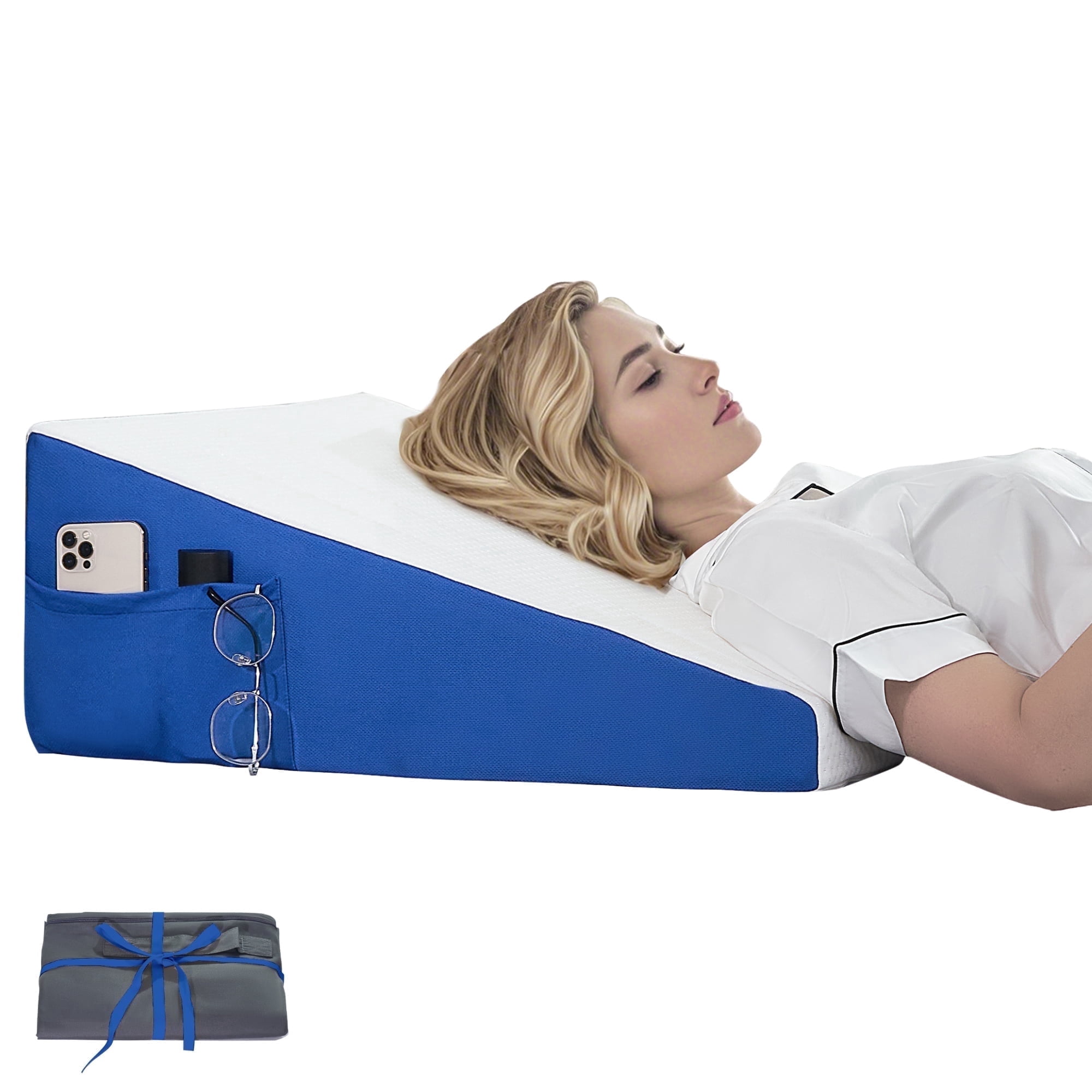 Jakoola Wedge Pillow for Sleeping and Back Support,Leg Elevation Pillow for Relief and After Surgery, White