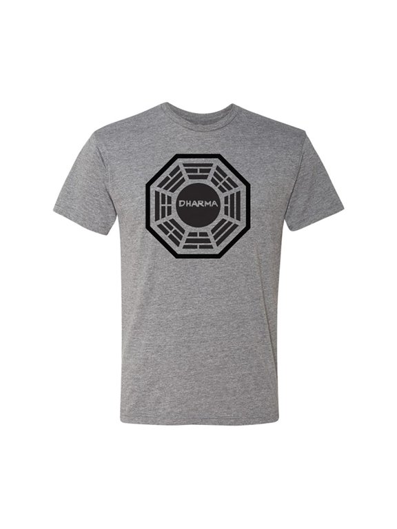 Inc. Lost Dharma Initiative Logo Adult Grey T-Shirt | Small Unisex