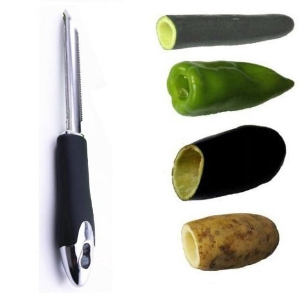 Palind Stainless Steel Chili & Pepper Corer - Serrated Seed Remover Tool For Bell Peppers, Tomatoes, Vegetables, Easy To Clean