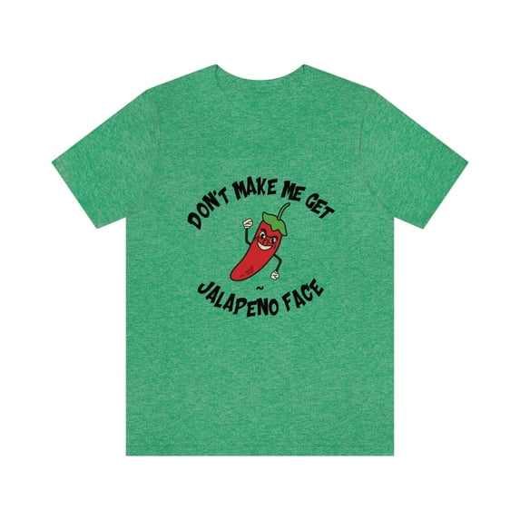 Jalapeno Face T-shirt Unisex, Funny Pepper Lover Short Sleeve Tee, Green, Large