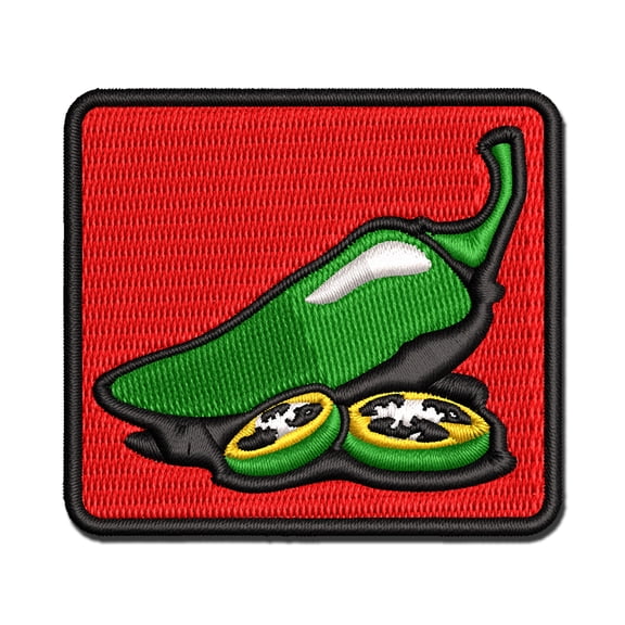 Jalapeno Hot Pepper with Seeds Applique Multi-Color Embroidered Iron-On Patch - 2.5 Inch Small