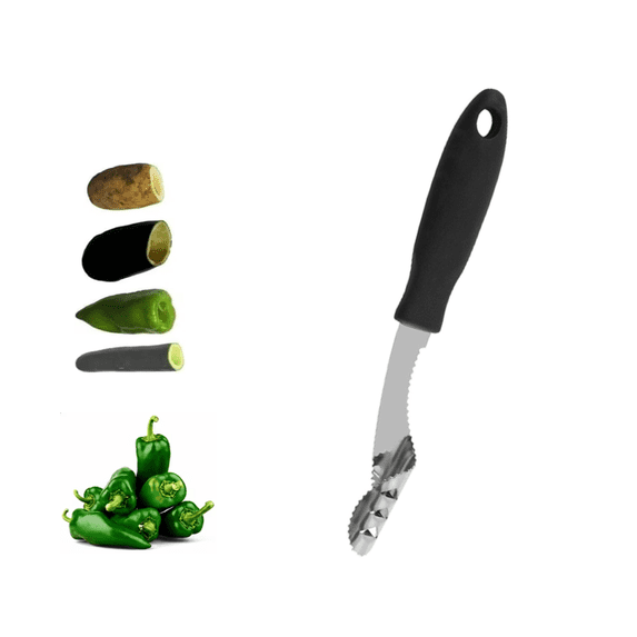 Jalapeno Pepper Corer Tool Stainless Steel Pepper Seed Corer Tool Chili Deseeder,Sharp Edge Kitchen Gadget(Black)