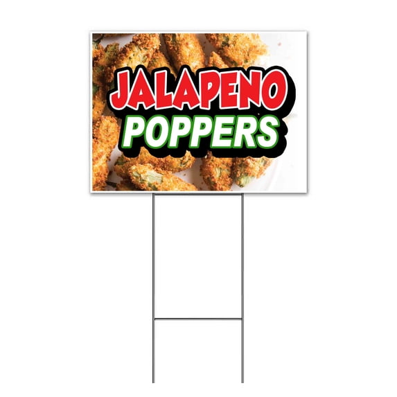 Jalapeno Poppers (18" x 24") Yard Sign, Includes Metal Step Stake