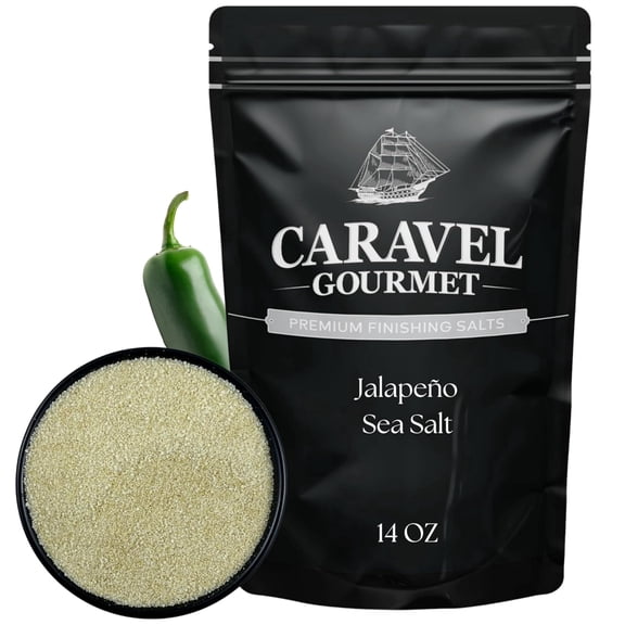 Jalapeno Sea Salt, Jalapeno Pepper Green Salt for Cooking and Seasoning Grilled Meats & Roasted Vegetables, 14 oz Refill Pouch