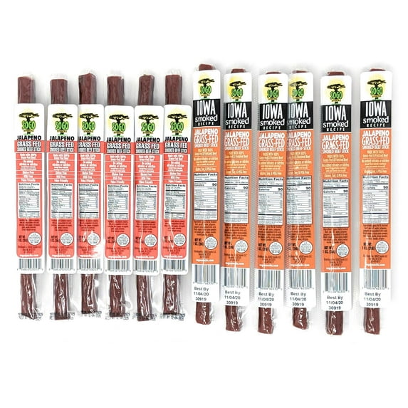 Jalapeno Variety, Sogo Snacks, No Sugar, 100% Grass-fed, Non-GMO Beef Sticks. No Nitrates, Gluten, Soy, MSG, Dairy or Nuts. Keto, Paleo Friendly (24 Jalapeno, 24 IASM Jalapeno, 1-oz, 48-cnt)