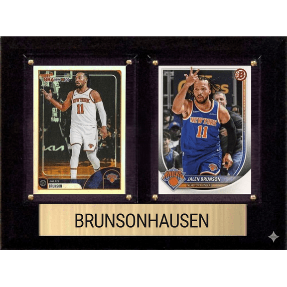 Jalen Brunson BRUNSONHAUSEN New York Knicks 6x8 Plaque - 2 Licensed NBA Trading Cards - Fan Cave Gift