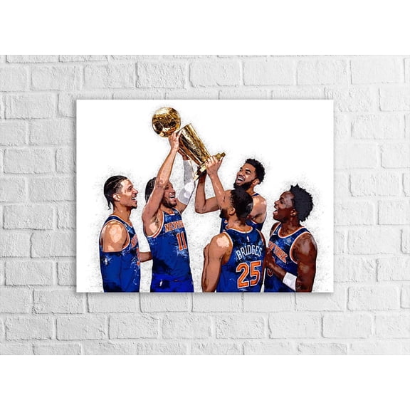 Jalen Brunson Trophy Ny Knicks Gallery Wrap Or Museum Quality Print Fine Art Man Cave Office Or Dorm Room, Unframed Poster