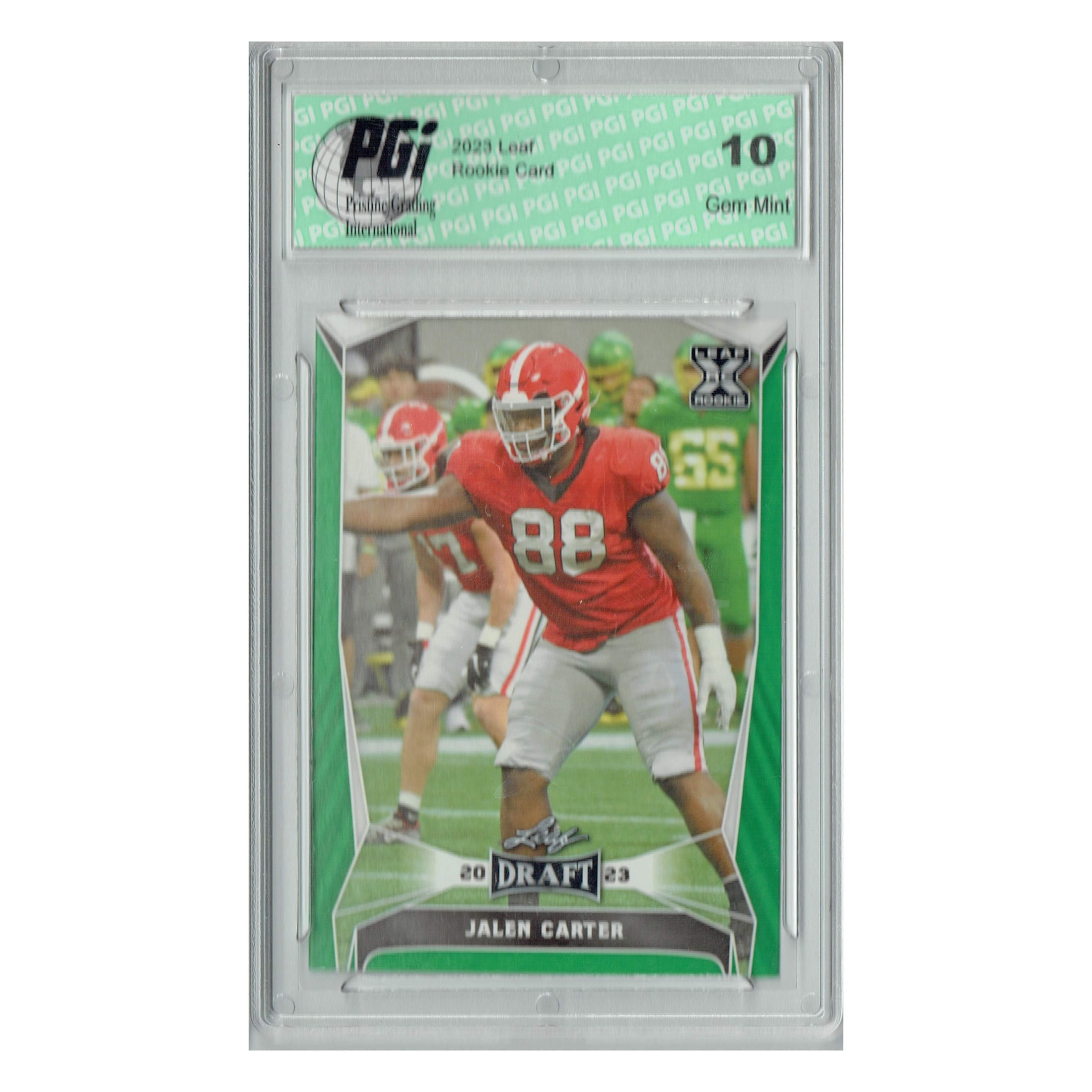 Jalen Carter 2023 Leaf Football #52 Green SP Rookie Card PGI 10