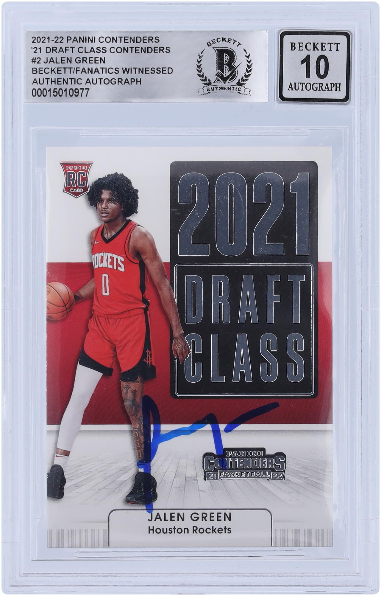 Jalen Green Houston Rockets Autographed 2021-22 Panini Contenders 2021 Draft Class #2 Beckett Fanatics Witnessed Authenticated 10 Rookie Card - Fanatics Authentic Certified