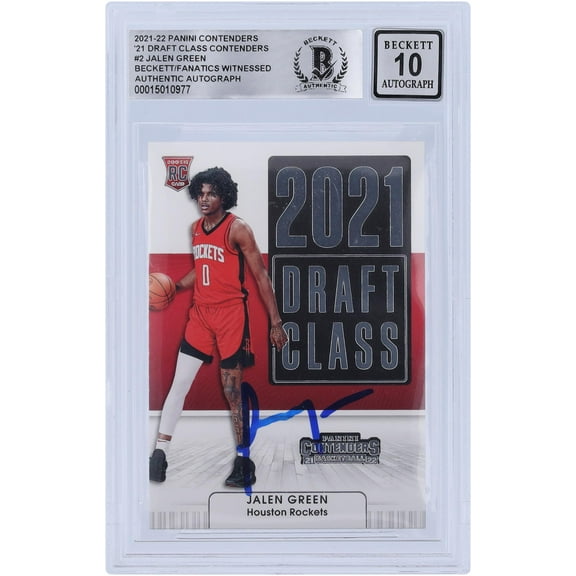 Jalen Green Houston Rockets Autographed 2021-22 Panini Contenders 2021 Draft Class #2 Beckett Fanatics Witnessed Authenticated 10 Rookie Card - Fanatics Authentic Certified