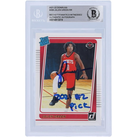 Jalen Green Houston Rockets Autographed 2021-22 Panini Donruss Rated Rookie #209 Beckett Fanatics Witnessed Authenticated Rookie Card with "2021 #2 Pick" Inscription - Fanatics Authentic Certified