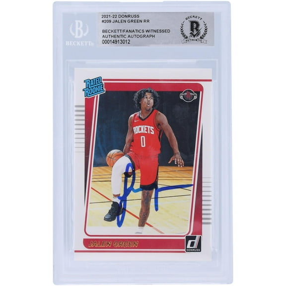 Jalen Green Houston Rockets Autographed 2021-22 Panini Donruss Rated Rookie #209 Beckett Fanatics Witnessed Authenticated Rookie Card - Fanatics Authentic Certified