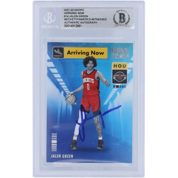 Jalen Green Houston Rockets Autographed 2021-22 Panini NBA Hoops Arriving Now #14 Beckett Fanatics Witnessed Authenticated Rookie Card - Fanatics Authentic Certified