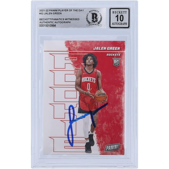 Jalen Green Houston Rockets Autographed 2021-22 Panini Player of the Day #52 Beckett Fanatics Witnessed Authenticated 10 Rookie Card - Fanatics Authentic Certified