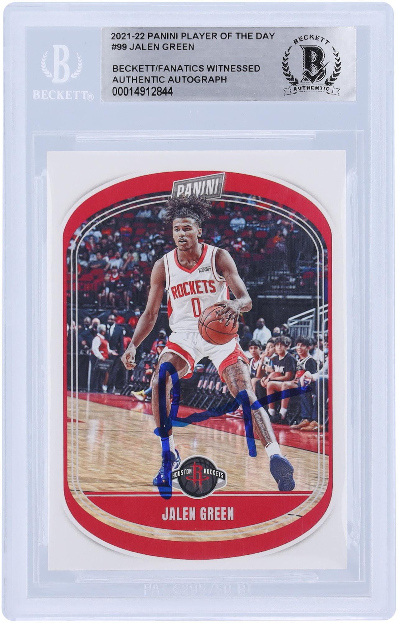 Jalen Green Houston Rockets Autographed 2021-22 Panini Player of the Day #99 Beckett Fanatics Witnessed Authenticated Rookie Card - Fanatics Authentic Certified
