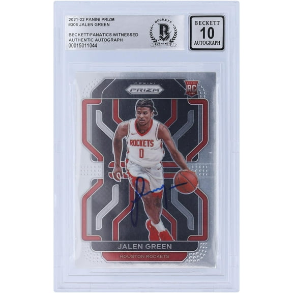 Jalen Green Houston Rockets Autographed 2021-22 Panini Prizm #306 Beckett Fanatics Witnessed Authenticated 10 Rookie Card - Fanatics Authentic Certified