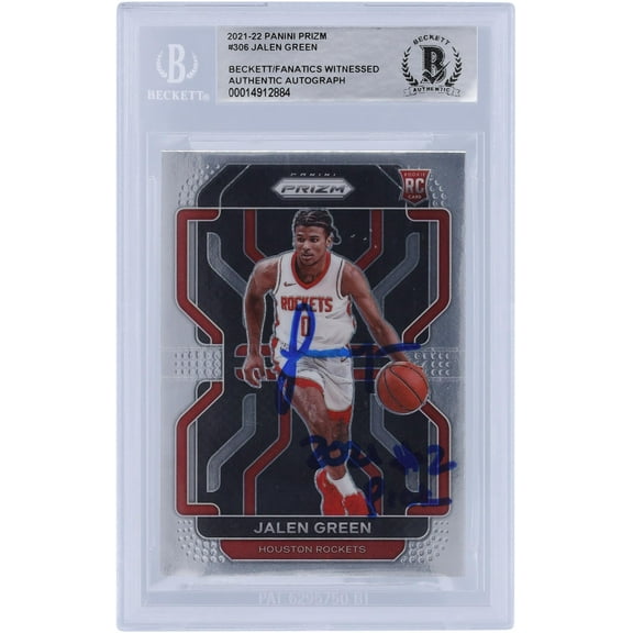 Jalen Green Houston Rockets Autographed 2021-22 Panini Prizm #306 Beckett Fanatics Witnessed Authenticated Rookie Card