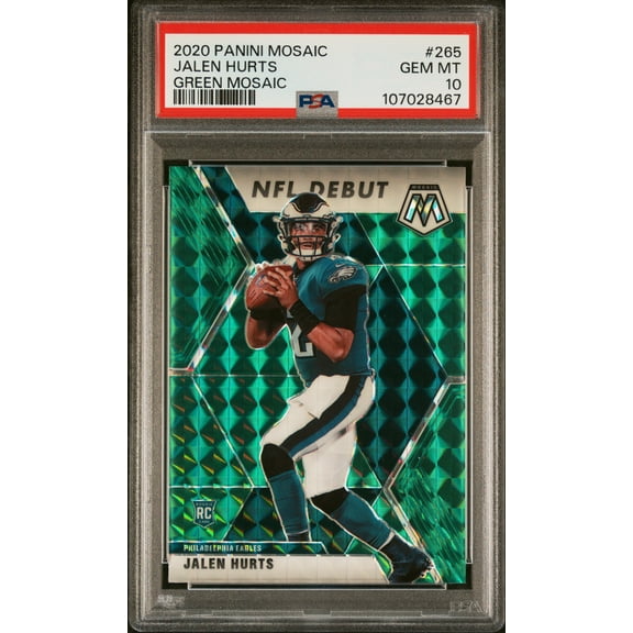 Jalen Hurts 2020 Panini Green Mosaic Football Rookie Card #265 Graded PSA 10