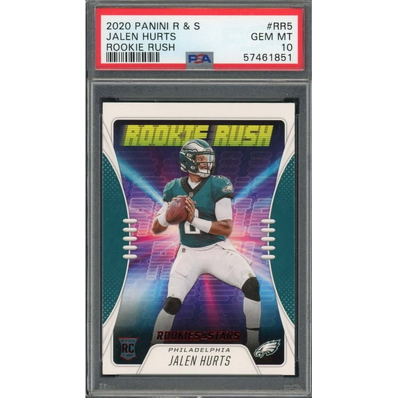 Jalen Hurts 2020 Panini Rookies & Stars Rush Football Card #RR5 Graded PSA 10
