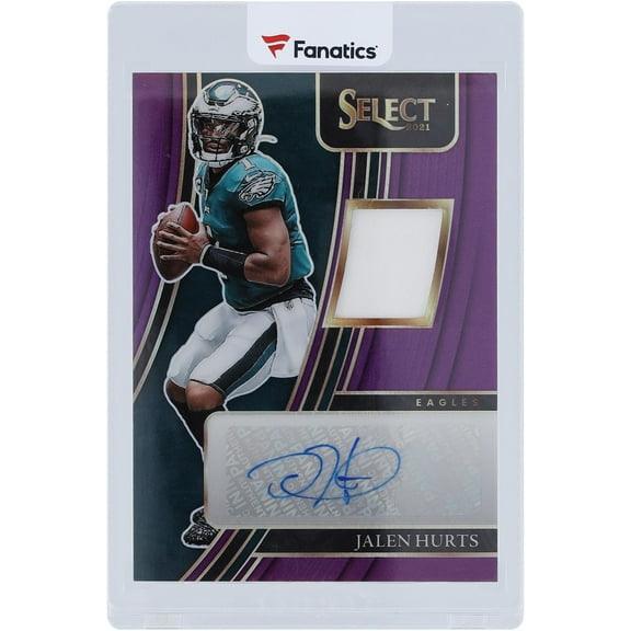 Jalen Hurts Philadelphia Eagles Autographed 2021 Panini Select Signature Memorabilia Purple Prizm Relic #SMP-JHU #6/35 Card - Fanatics Authentic Certified