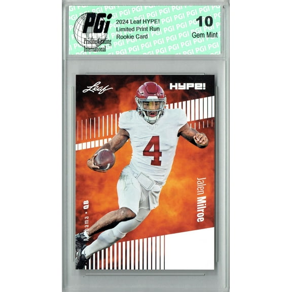 Jalen Milroe Rookie Card Alabama / Seattle PGI 10 Gem Mint Football Trading Card 2024 Leaf Hype #146 Only 5000 Made