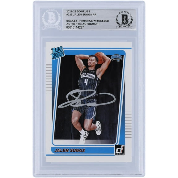Jalen Suggs Orlando Magic Autographed 2021-22 Panini Donruss Rated Rookie #229 Beckett Fanatics Witnessed Authenticated Rookie Card - Fanatics Authentic Certified