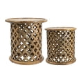 thumbnail image 1 of Jali Cutting Side Table - Natural Burn - Set of 2, 1 of 2