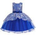 thumbnail image 1 of Jalioing 1-5Y Princess Dress for Kids Toddler Girl Bow Sleeveless Puffy Skirt Birthday Layered Tulle Dresses (4-5 Years, Blue), 1 of 5