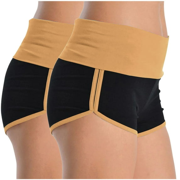 Jalioing 2 Pack High Waist Yoga Shorts for Women Summer Casual Athletic Beach Shorts Stretchy Workout Hot Pants