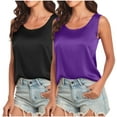 thumbnail image 1 of Jalioing 2 Pack Satin Tank Tops for Women Casual Comfy Sleeveless Silk Tee Scoop Neck Fashion Summer Shirts, 1 of 6