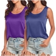 thumbnail image 1 of Jalioing 2 Pack Satin Tank Tops for Women Casual Comfy Sleeveless Silk Tee Scoop Neck Fashion Summer Shirts, 1 of 6