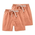 thumbnail image 1 of Jalioing 2 Pack Summer Shorts for Kids Boys Girls Drawstring Elastic Waist Shorts Knee Length Casual Shorts with Pocket, 1 of 6