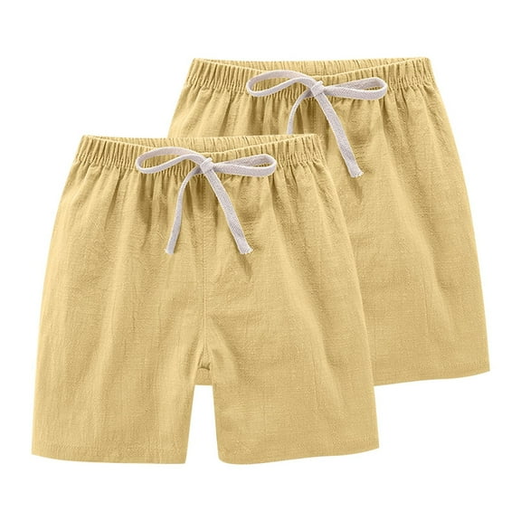 Jalioing 2 Pack Summer Shorts for Kids Boys Girls Drawstring Elastic Waist Shorts Knee Length Casual Shorts with Pocket