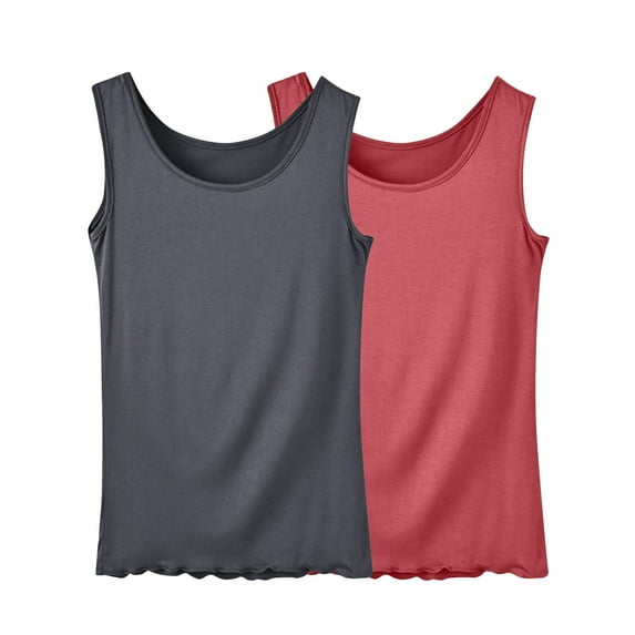 Jalioing 2 Pack Summer Tank Tops for Women Soft Comfy Plus Size Sleeveless Pajama Shirts Casual Basic Tees Tops