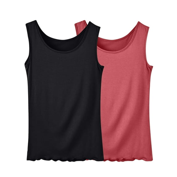 Jalioing 2 Pack Summer Tank Tops for Women Soft Comfy Plus Size Sleeveless Pajama Shirts Casual Basic Tees Tops