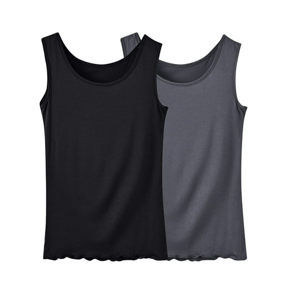 Jalioing 2 Pack Summer Tank Tops for Women Soft Comfy Plus Size Sleeveless Pajama Shirts Casual Basic Tees Tops