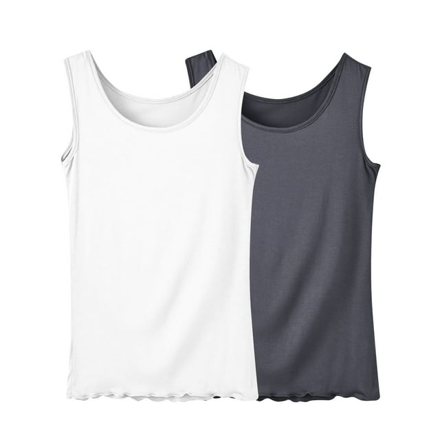 Jalioing 2 Pack Summer Tank Tops for Women Soft Comfy Plus Size Sleeveless Pajama Shirts Casual Basic Tees Tops