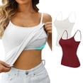 thumbnail image 1 of Jalioing 2 Pack Tank Top Womens Plus Size Camisole Top with Built in Bra Summer Spaghetti Strap Tees, 1 of 3