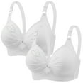 thumbnail image 1 of Jalioing 2 Pack Wireless Bra Womens Pleated Front Adjustment Straps Bralettes Full Coverage Bras, 1 of 6