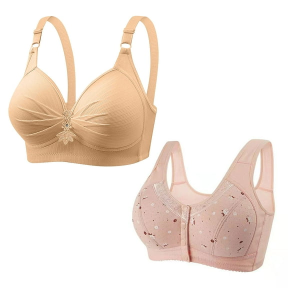 Jalioing 2 Pack Wireless Bra for Women Full Coverage Bra Underwear Breathable Everyday Bras