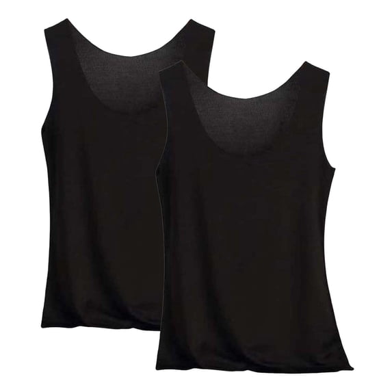 Jalioing 2 Pack Women's Basic Tank Tops Solid Color Sleeveless Pajama Shirts Lightweight Seamless Layering Tops