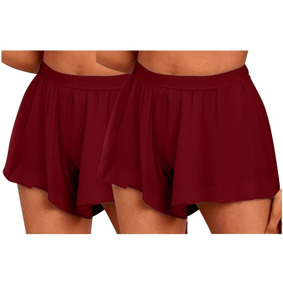 Jalioing 2 Pack Women's Lounge Shorts Comfy Loose Elastic Waist Casual Short Pants Summer Plain Pajama Shorts