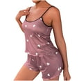 thumbnail image 1 of Jalioing 2 Piece Loungewear Outfits Womens Spaghetti Strap Crop Top with Shorts Matching Pajamas Set, 1 of 4