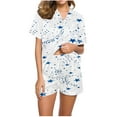 thumbnail image 1 of Jalioing 2 Piece Pajamas Outfits Womens Printed Lounge Set Button down Lapel Shirt and Shorts Sets, 1 of 4