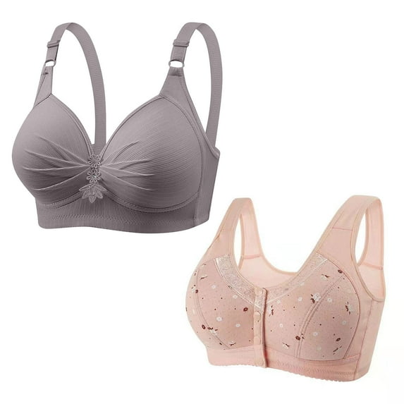 Jalioing 2PCS Everyday Bra Womens Full Coverage Wireless Nightwear 2 Pack No Underwire Bras