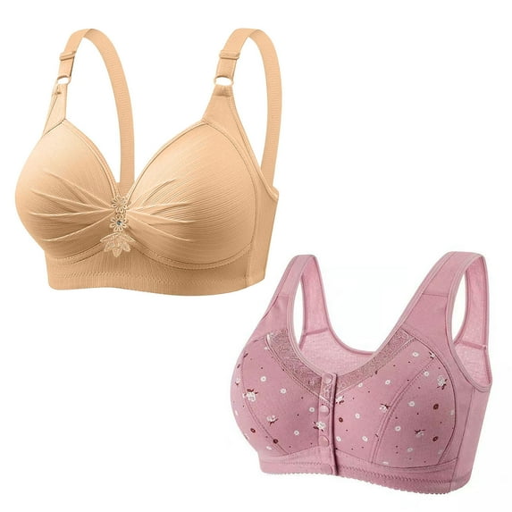 Jalioing 2PCS Everyday Bra Womens Full Coverage Wireless Nightwear 2 Pack No Underwire Bras