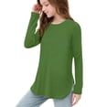 thumbnail image 1 of Jalioing 3-12 Years Girls Tunic Tops Long Sleeve Side Slit Blouse Tops Solid Color Crew Neck Fashion T Shirts, 1 of 7